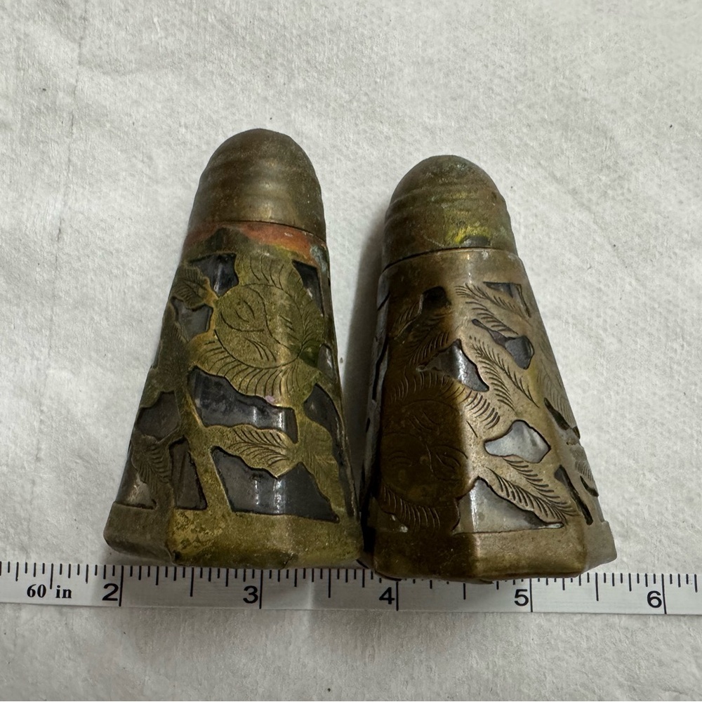 Vintage Brass Decorative Salt & Pepper